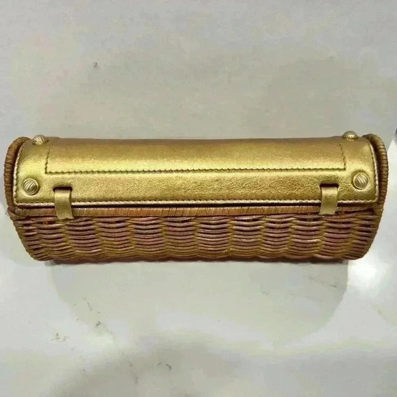 Michael Kors Santorini Gold Wicker Clutch - Picture 14 of 15